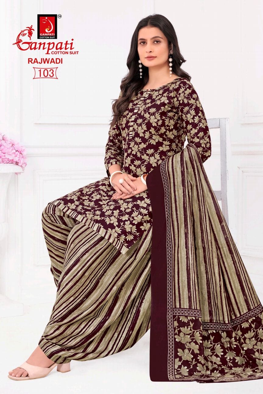 Rajwadi Vol 01 By Ganpati Heavy Cotton Printed Dress Material Exporters In India